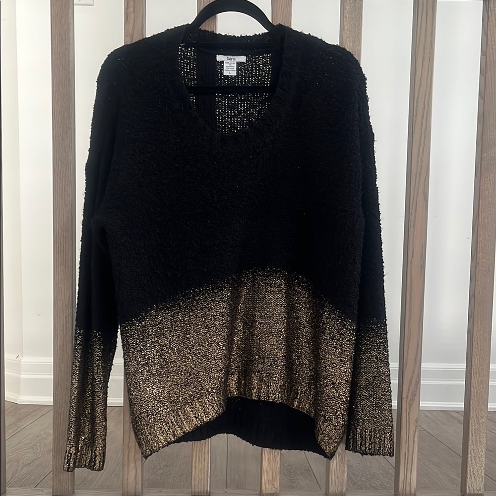 Bar III Glamorous Black and Gold Round Neck Sweater
